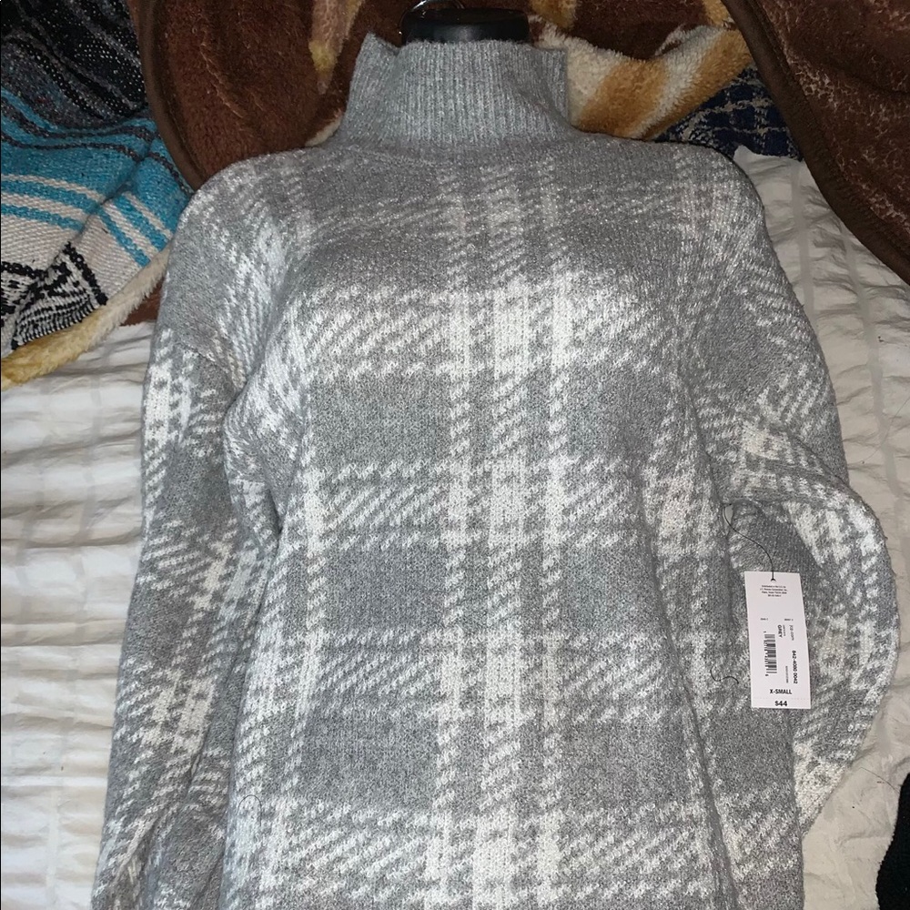 Ana Plaid Mock Neck Sweater